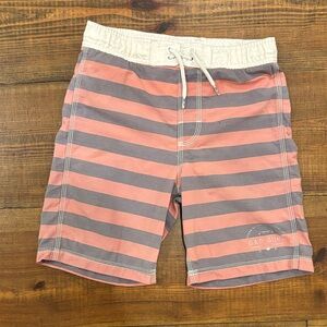 GAP Pink and Gray Striped Swim Shorts
